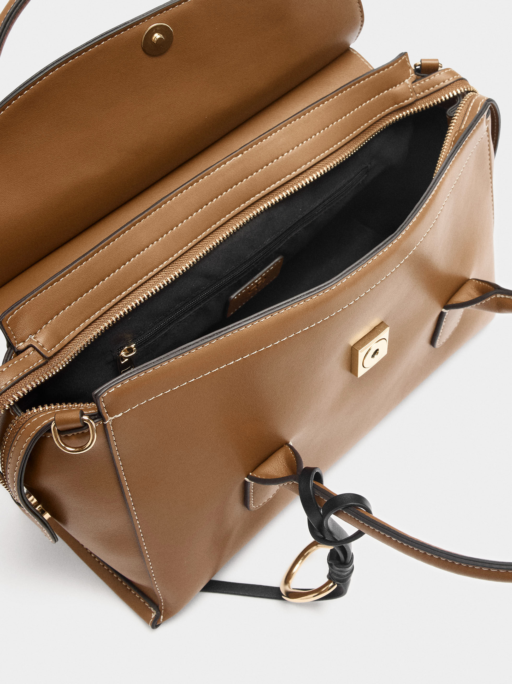 Structured medium-sized tote bag with flap