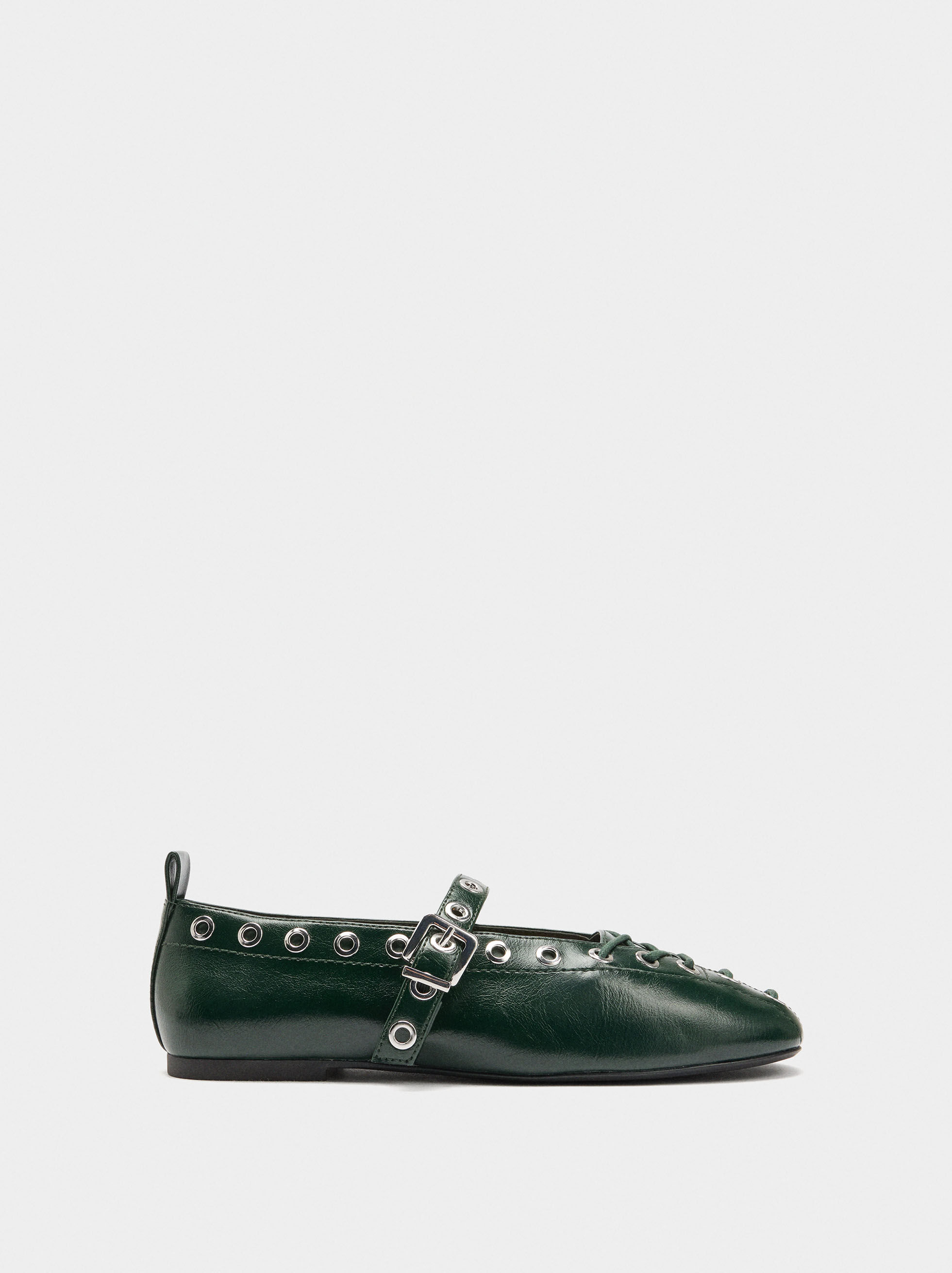 Buckle-embellished lace-up sabrinas