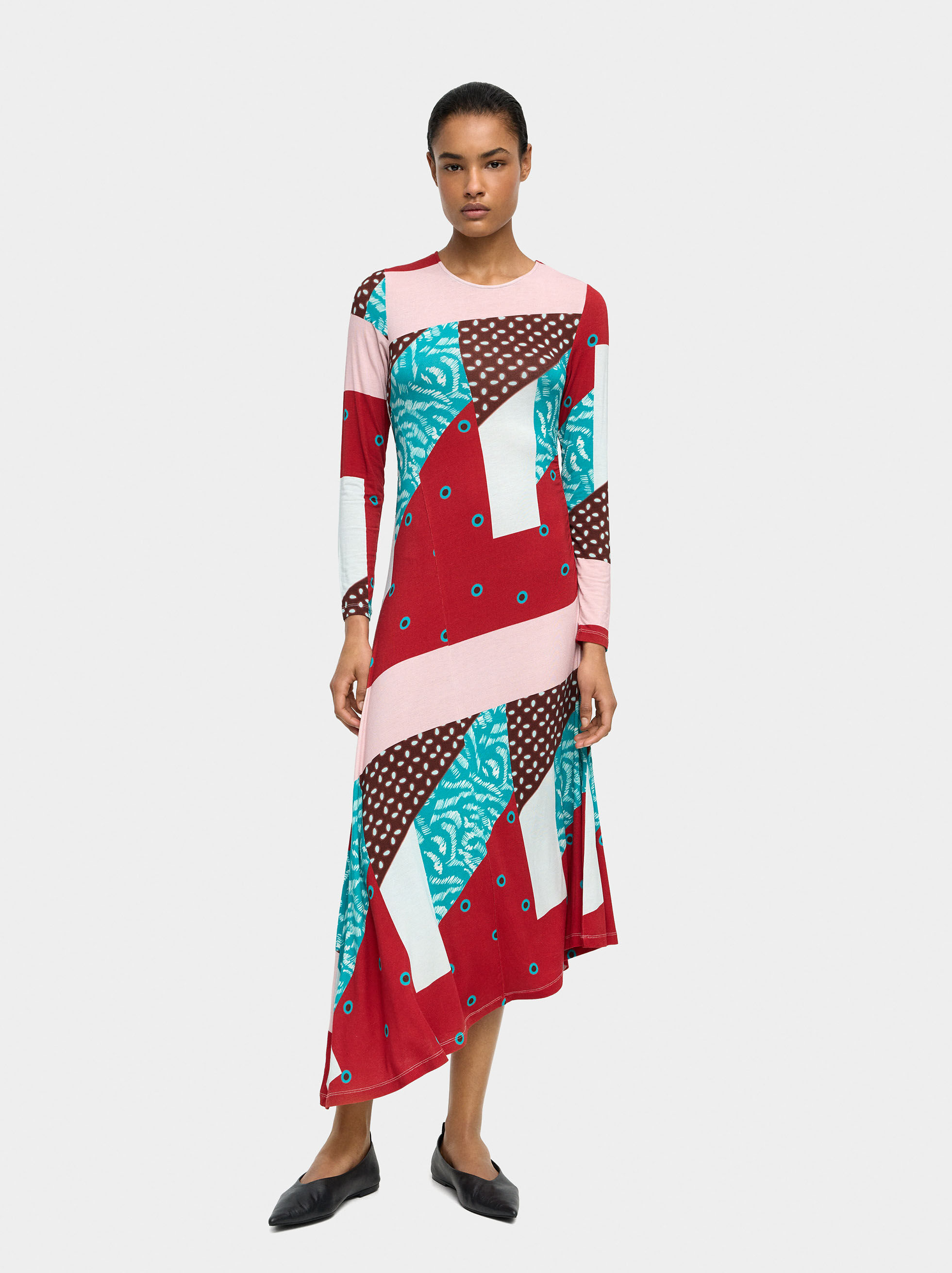 Asymmetrical printed dress