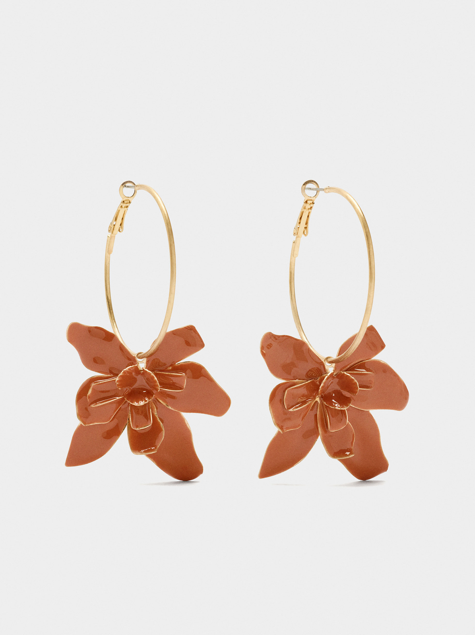 Enamel flower hoop earrings