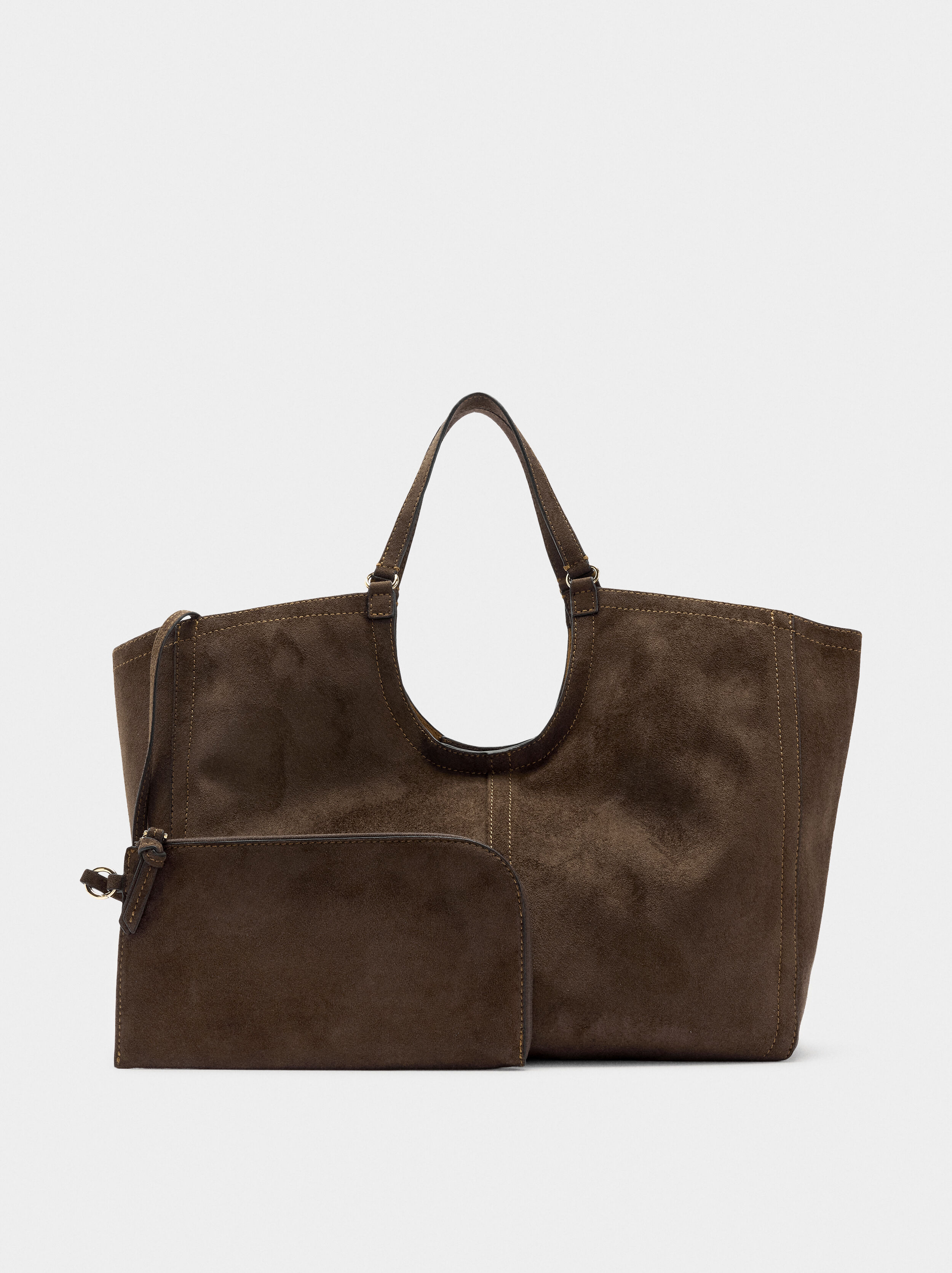 Leather-effect large shopper bag with interior pocket