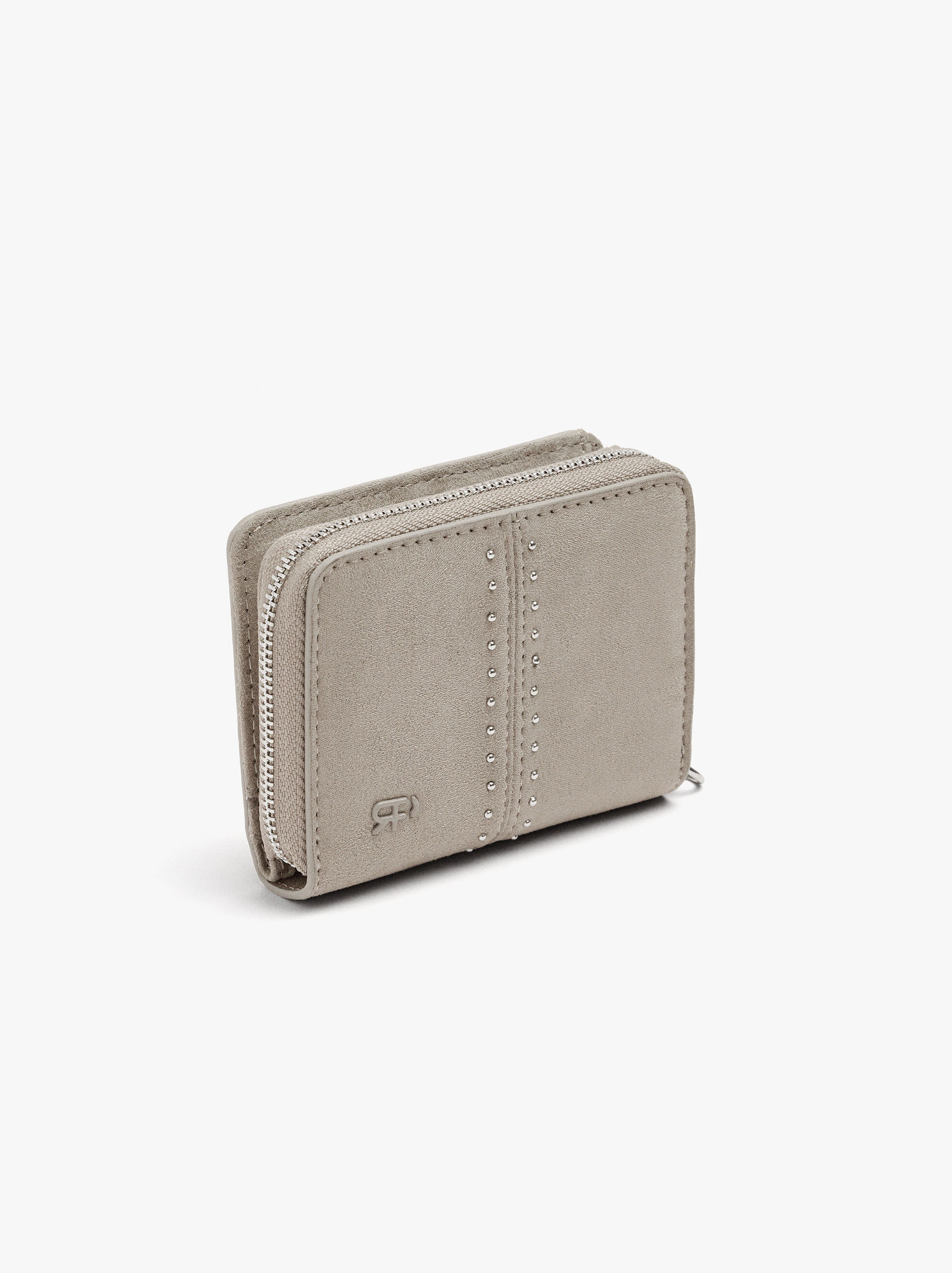 Leather-effect coin purse with studs