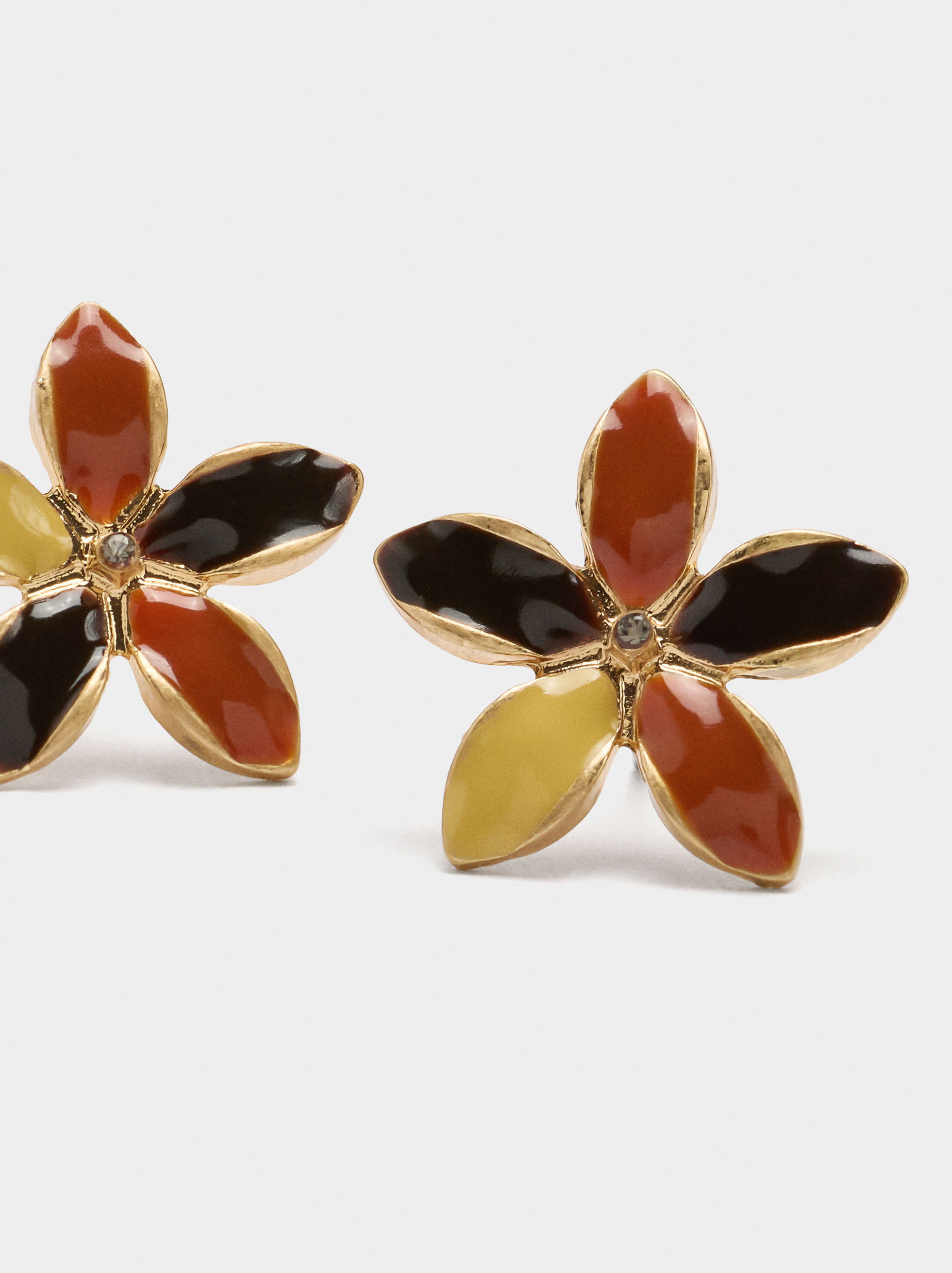 Multicolor enamel flower earrings