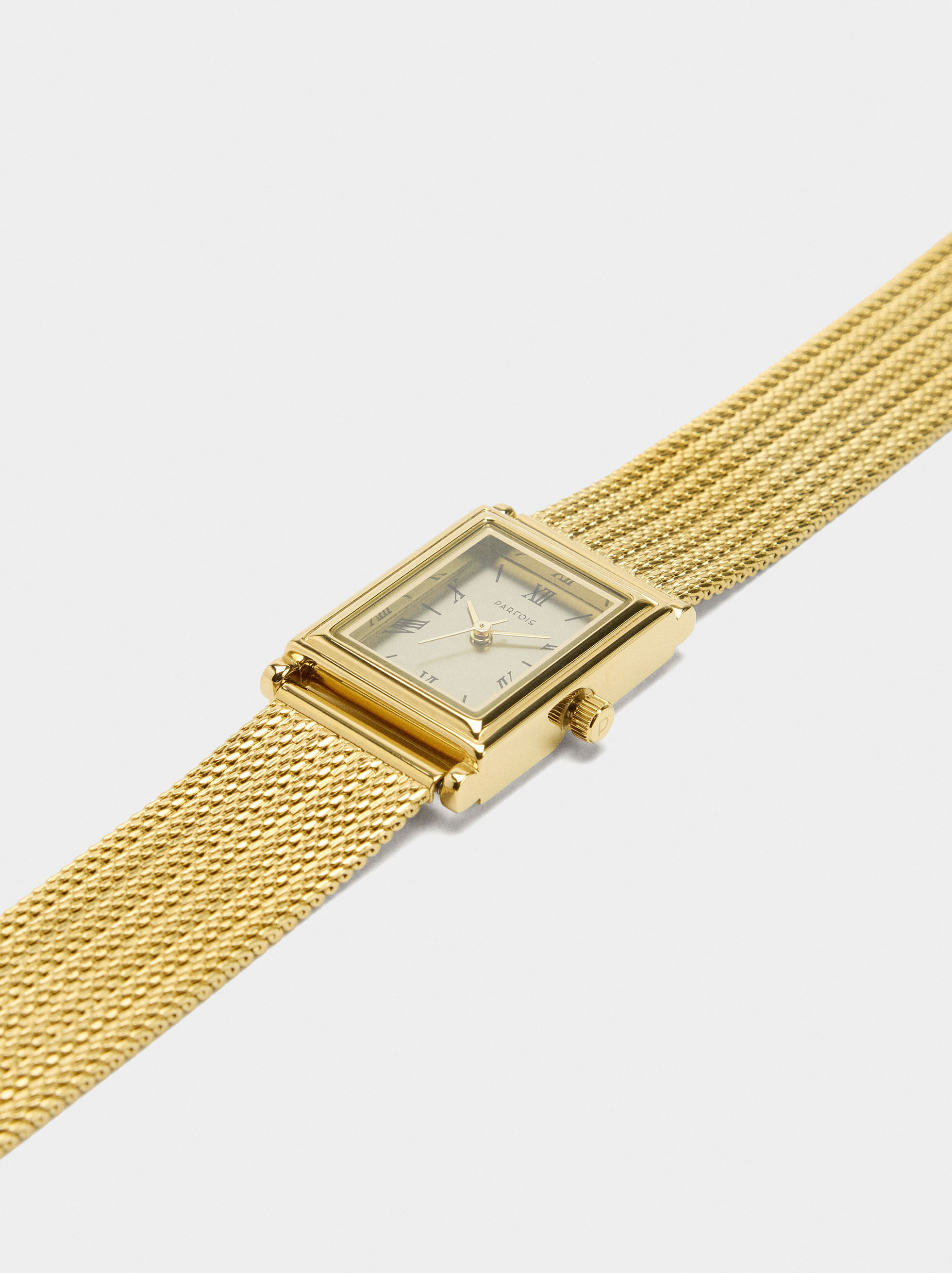 Square Watch with Steel Mesh Strap
