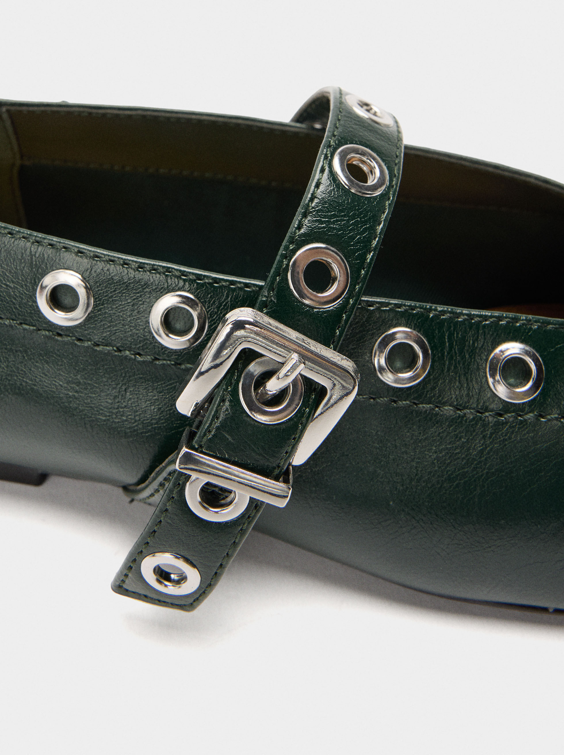 Buckle-embellished lace-up sabrinas