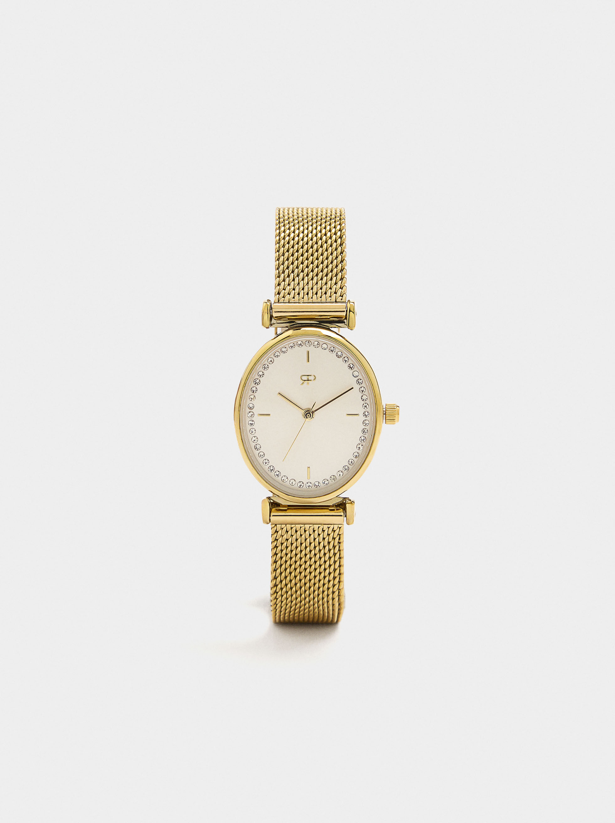 Oval stainless steel mesh watch