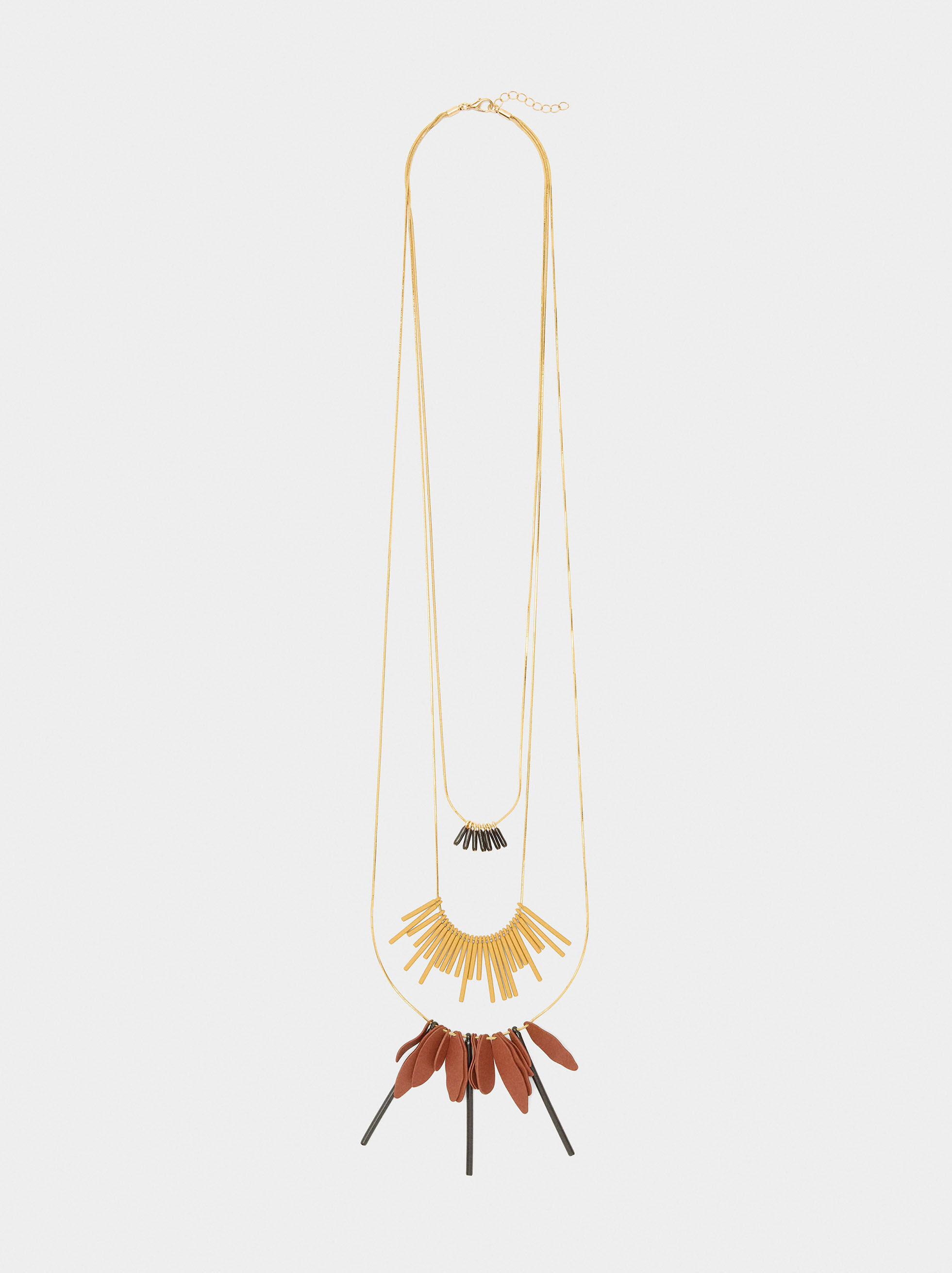 Triple layered bar pendants necklace