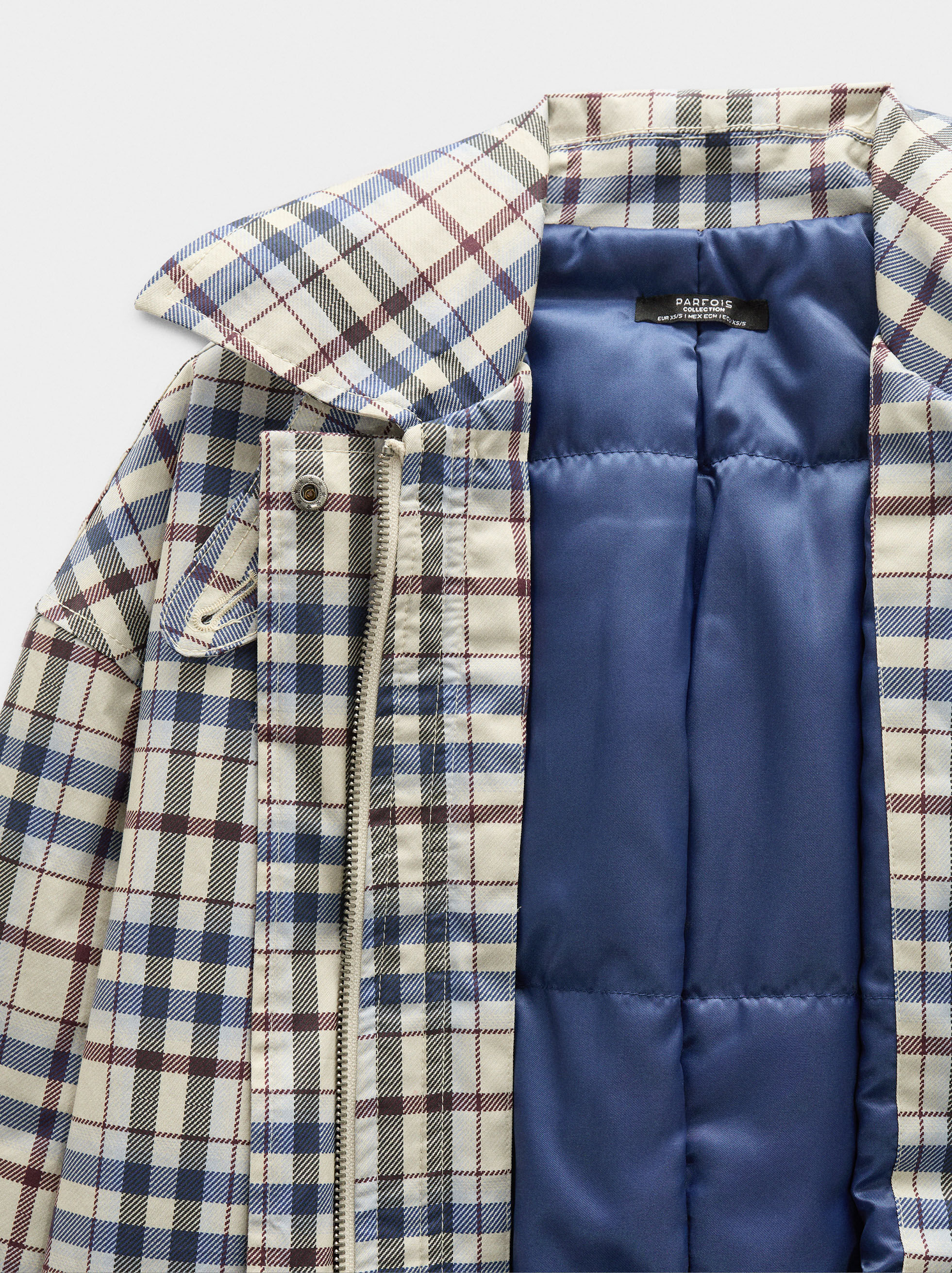 Square-Print Cotton Parka