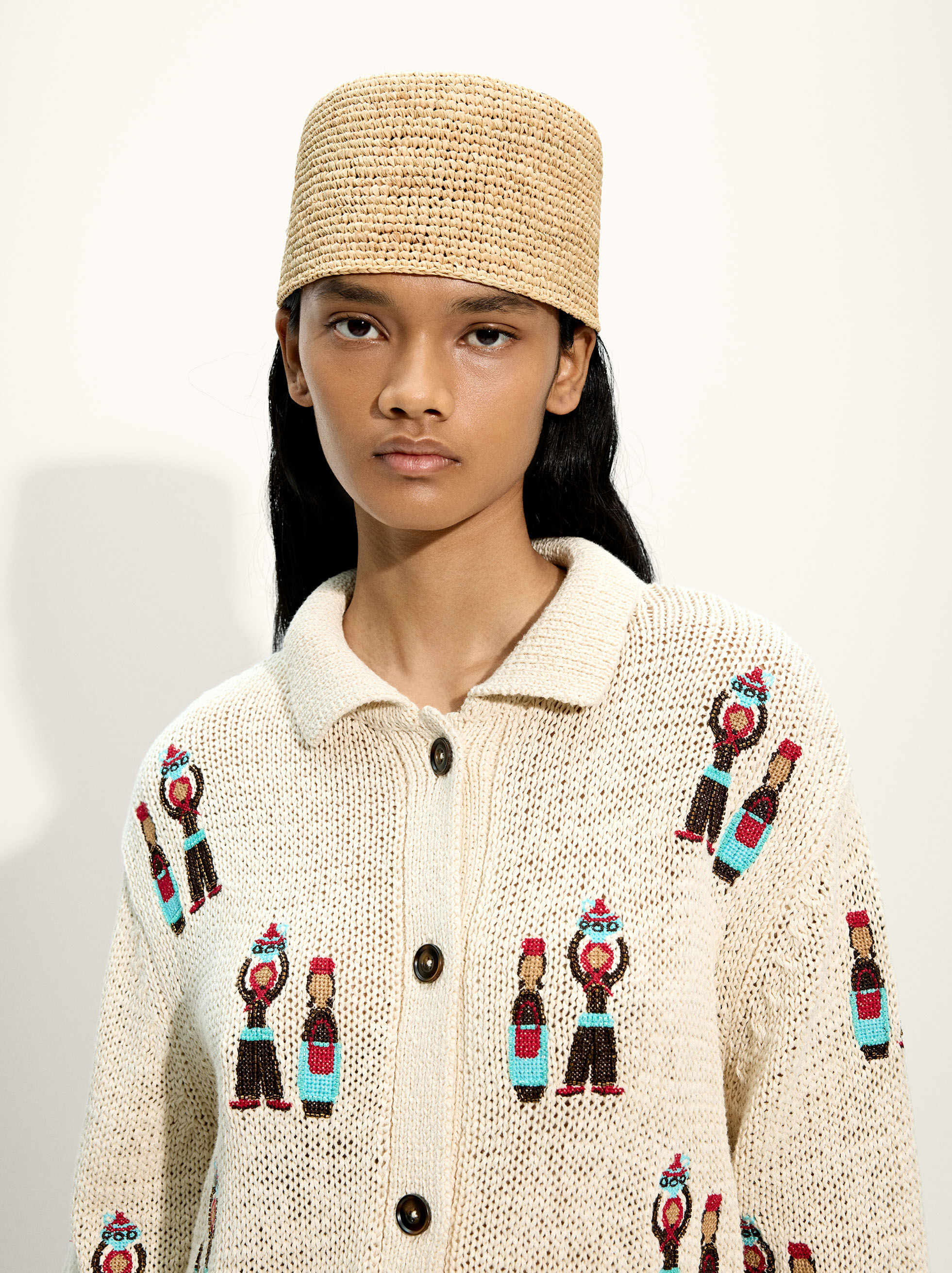 Straw pillbox hat