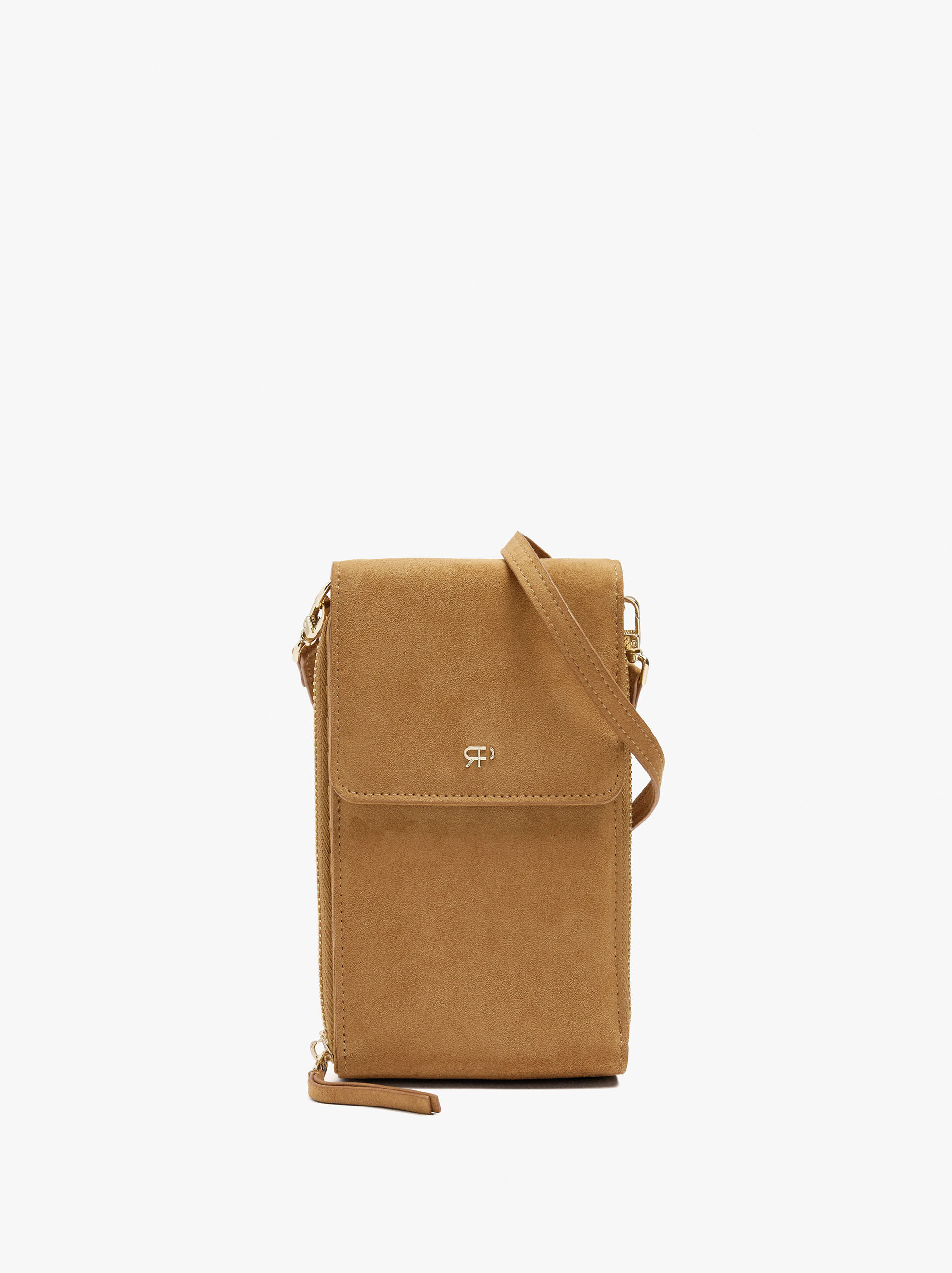 Leather-effect phone bag with flap