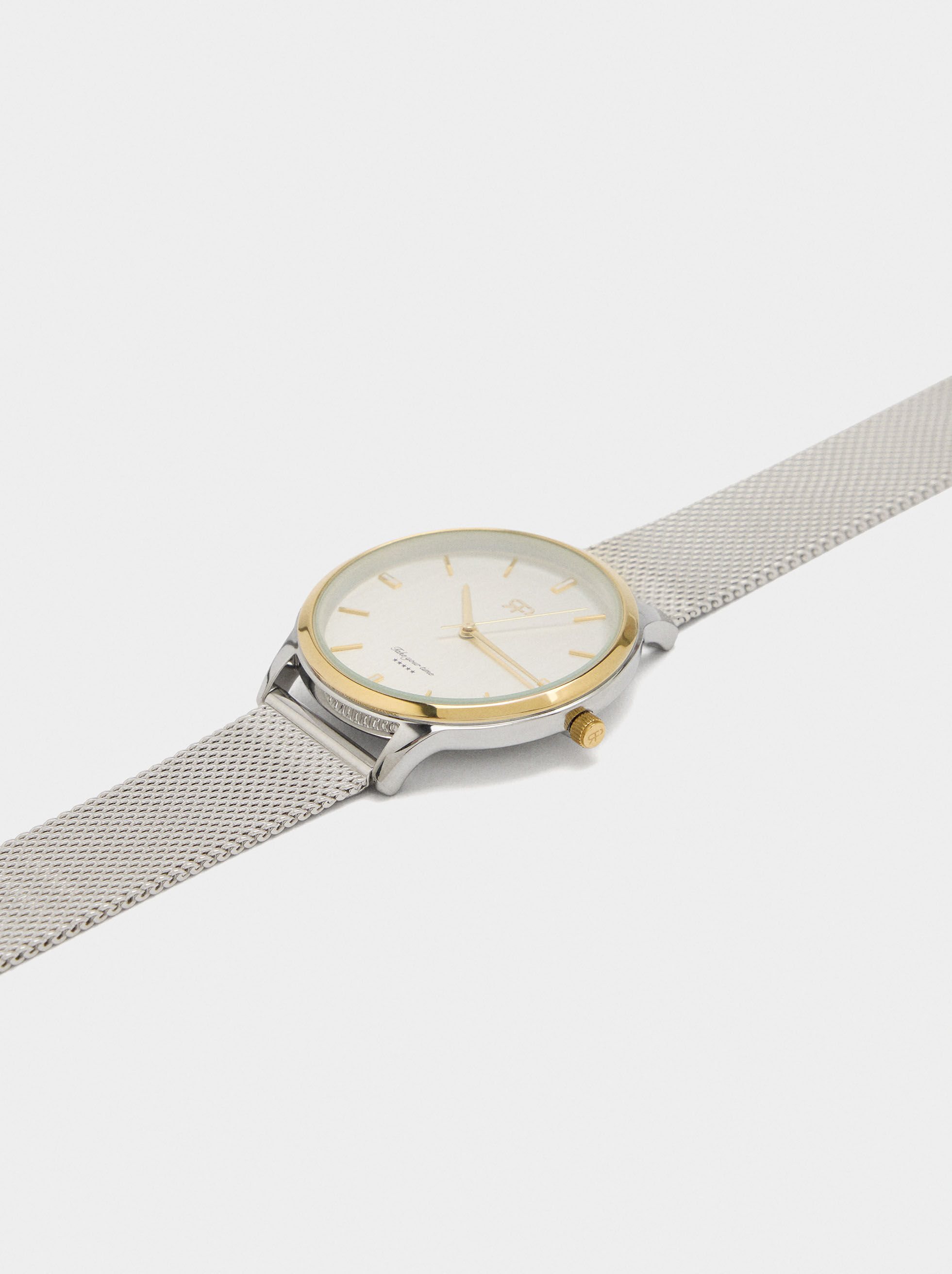 Bi-color watch with stainless steel mesh