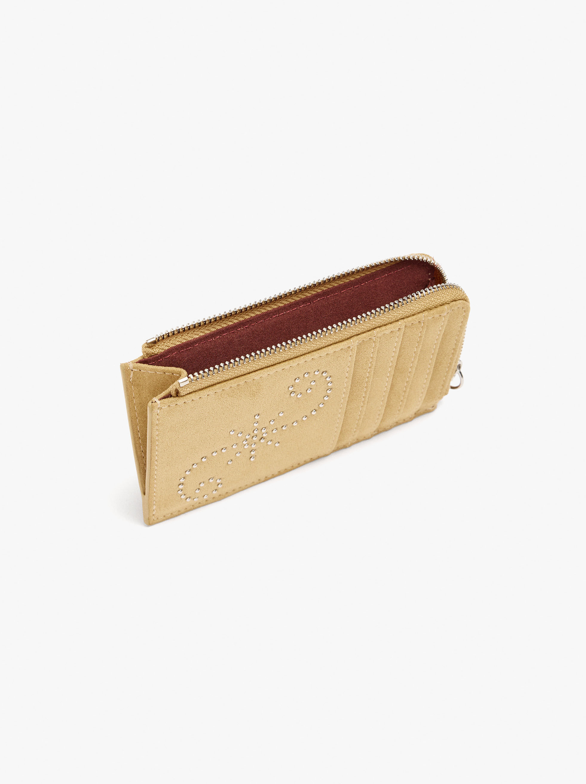 Leather-effect cardholder with studs