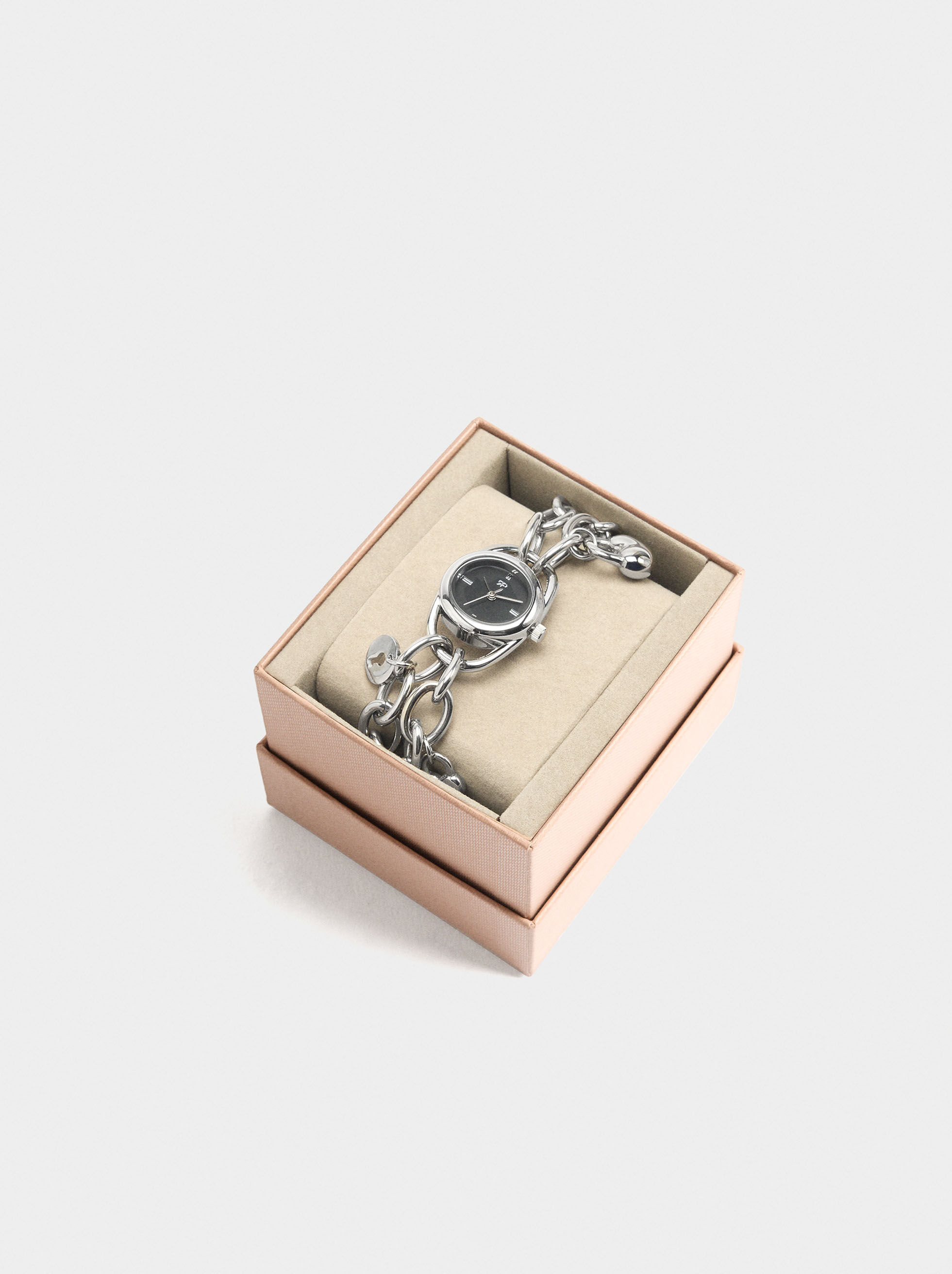 Link Bracelet Watch with Hearts