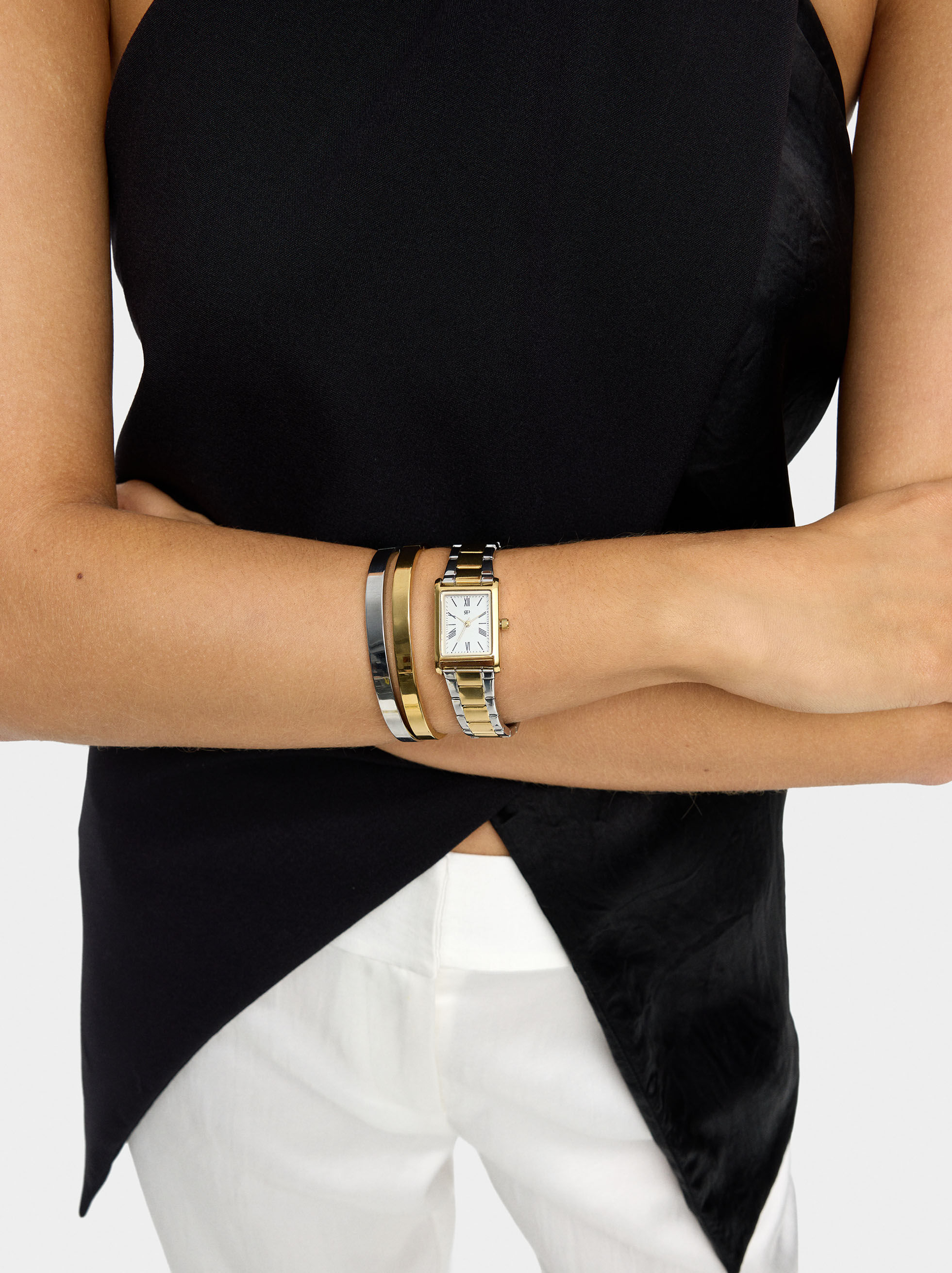 Watch set with bicolor bracelets