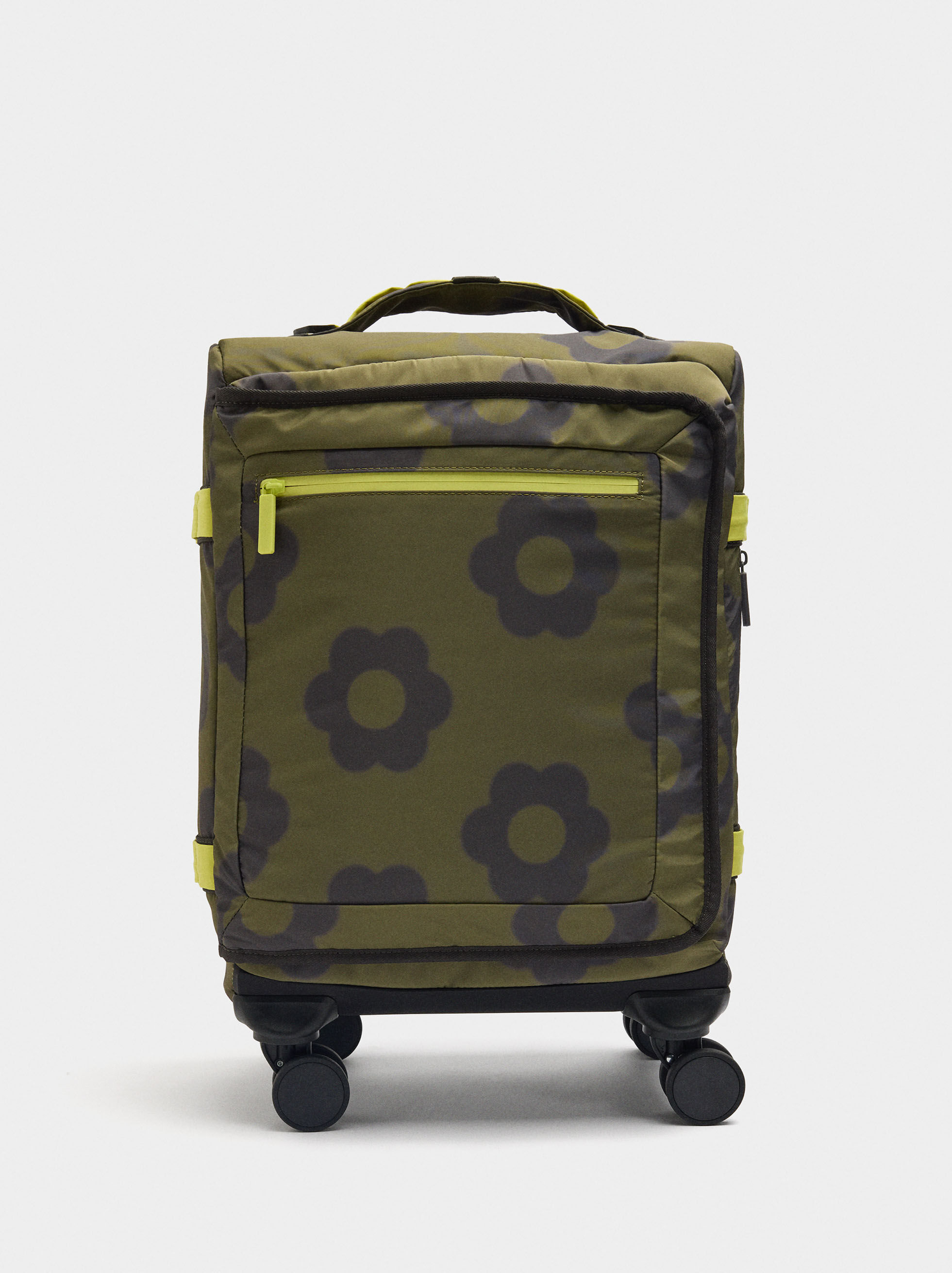 Floral Printed Nylon Travel Suitcase