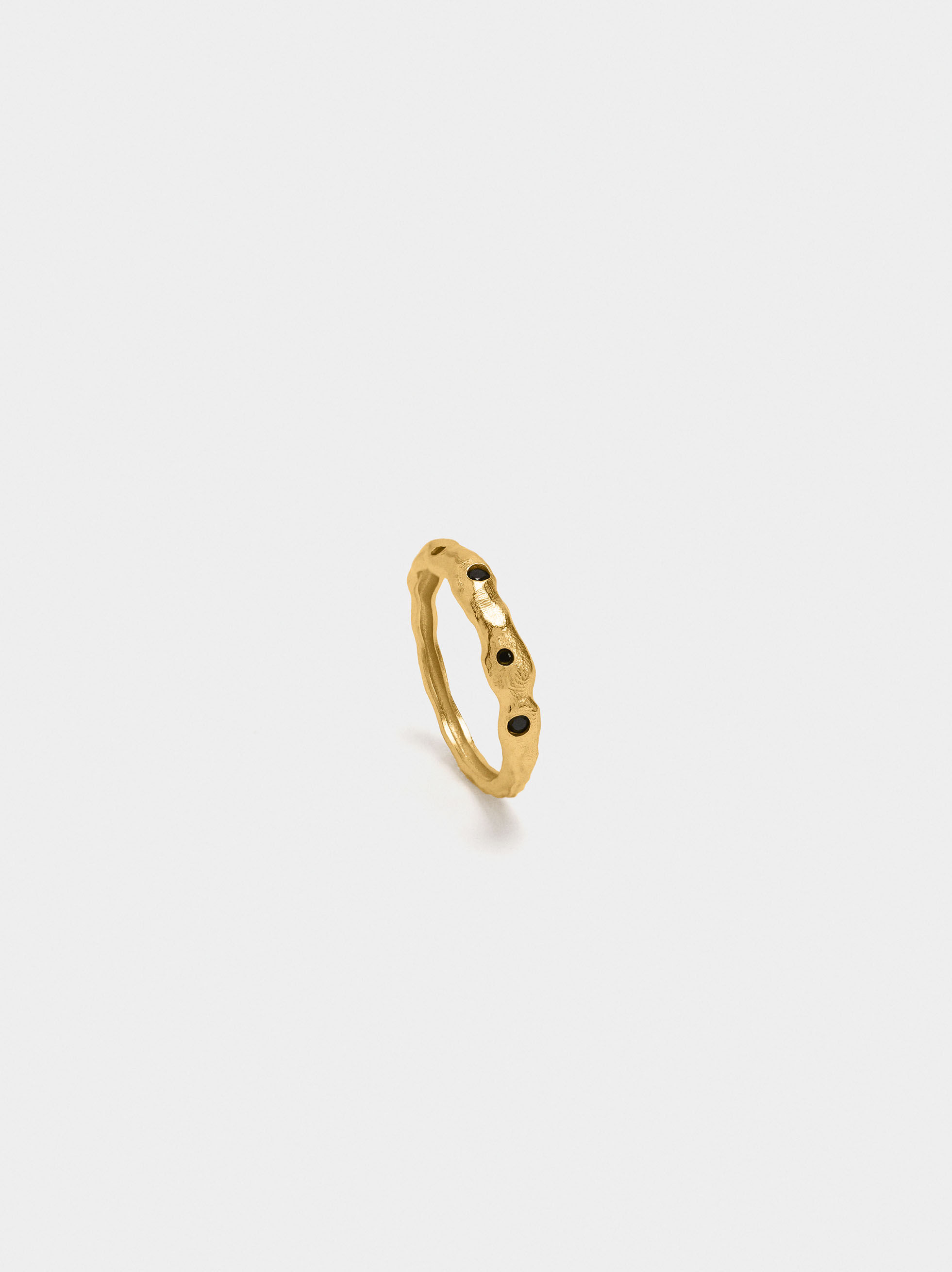 Irregular ring with zirconias - 925 sterling silver